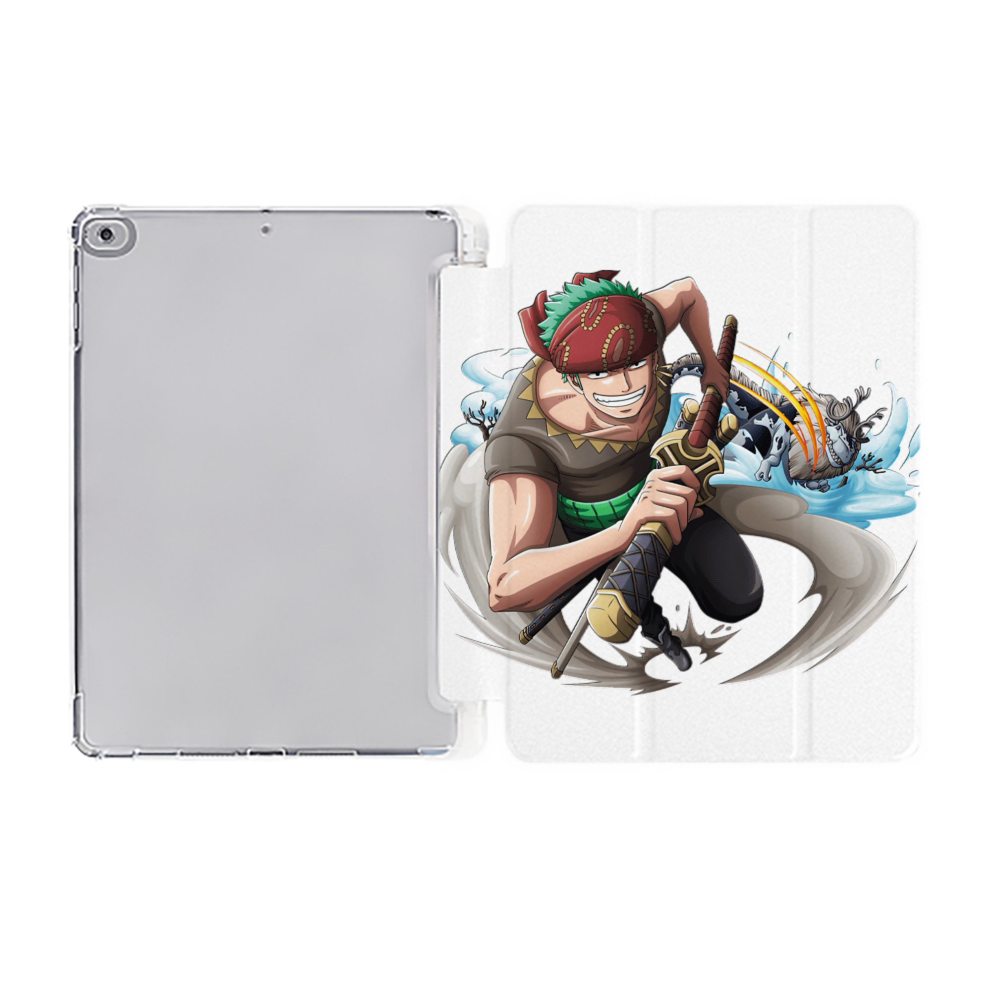 （画像用） ワンピース ロロノア・ゾロ ONE PIECE Roronoa Zoro IPad ケース ペン収納付き 三つ折りスタンド PUレザー×シリコン 対応機種9.5/10.5/10.9インチ
